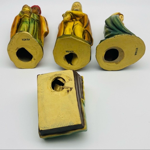 Vintage 9 Piece Nativity Set Made in Japan Handprinted Chalkware - Picture 5 of 16